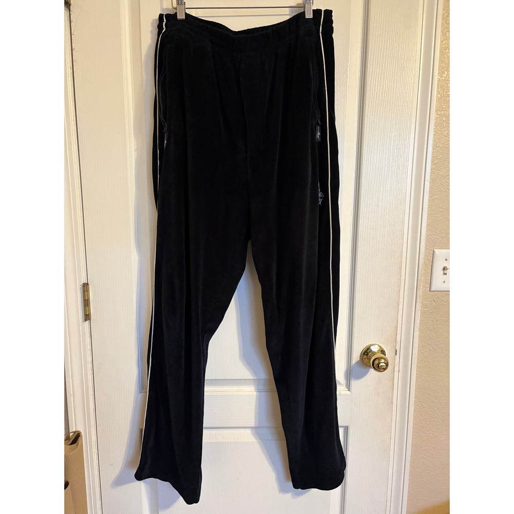 Vintage FUBU Sport Velour Sweat Pants XL Navy Blue White Piping Streetwear 90s